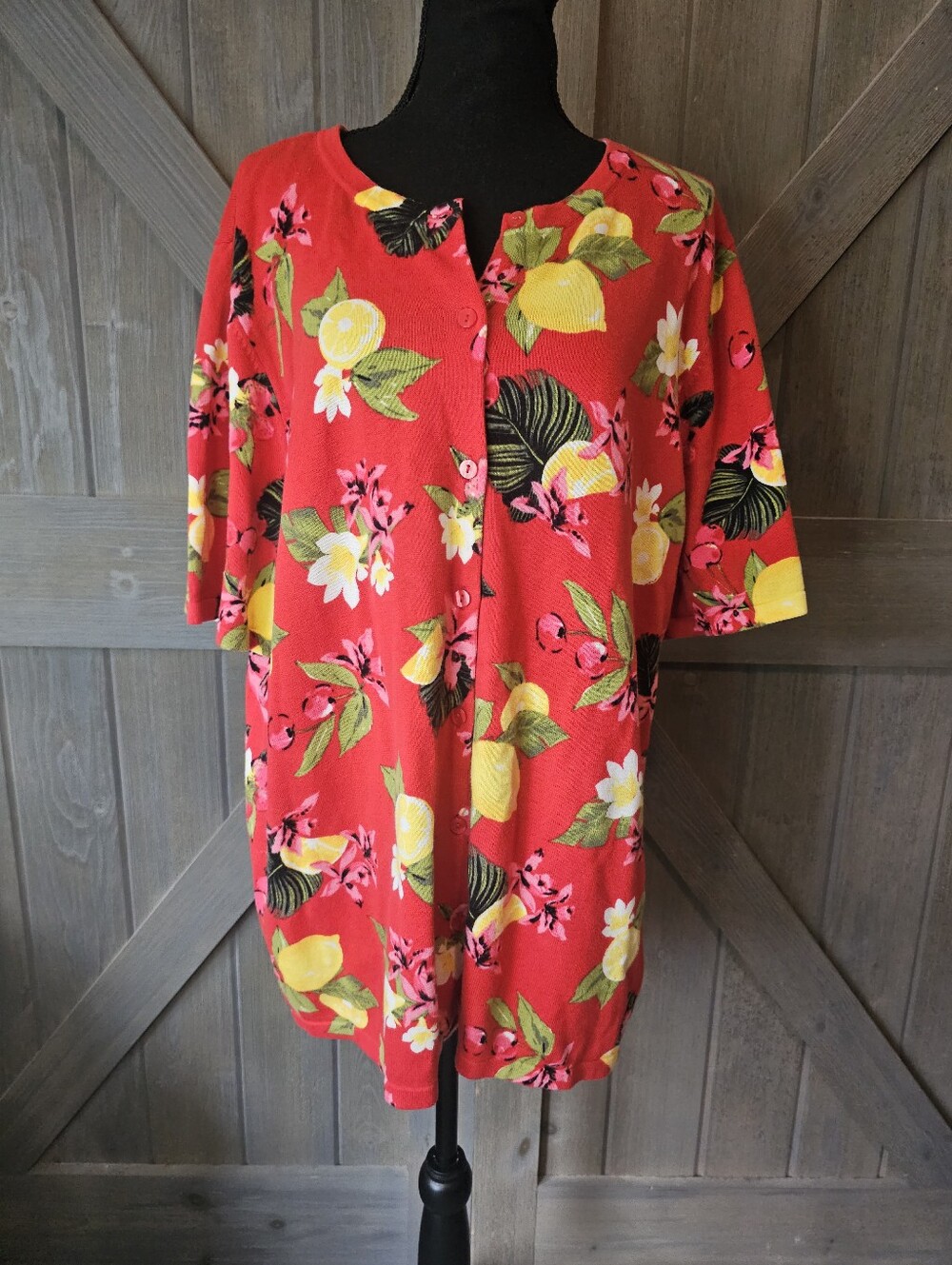 Cj Banks Floral Lemon Blouse sz 2x